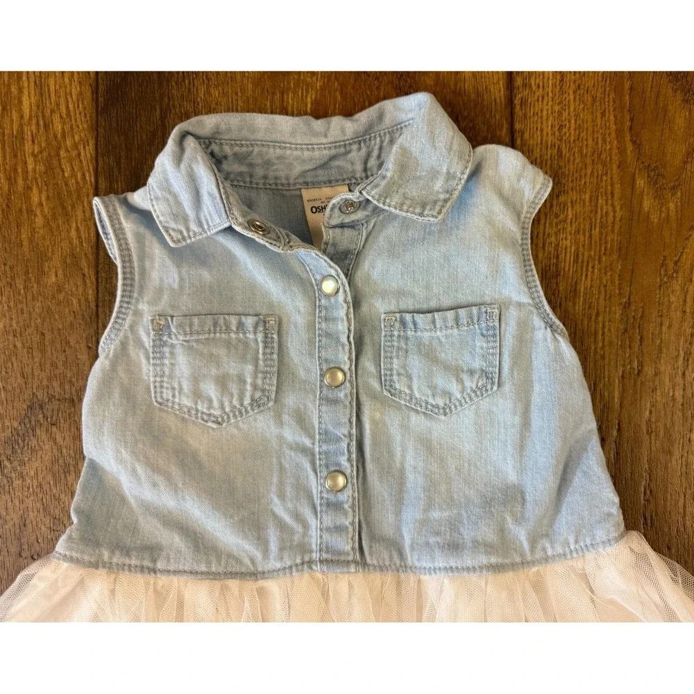 OshKosh‎ B'gosh Girls Dress 18 Months Denim Tulle Tutu Skirt Clothes Sleeveless
